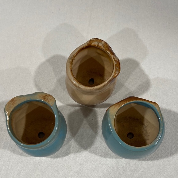 Set of 3 Mini Owl Ceramic Planters • Air Plant / Toothpick Holders - Picture 7 of 8